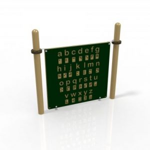 Educational playground panel to learn braille