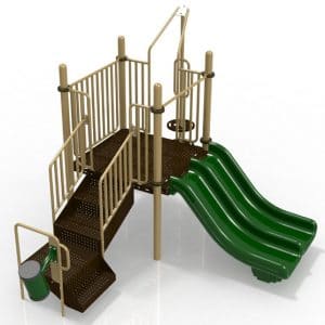 Side view of T1 commercial playground set for ages 2-5